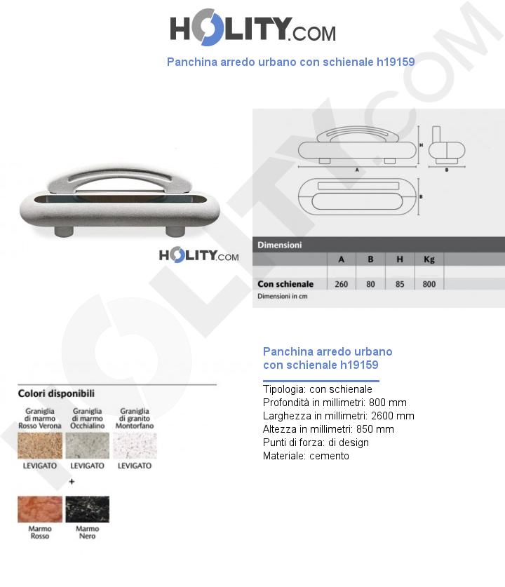 Panchina arredo urbano con schienale h19159
