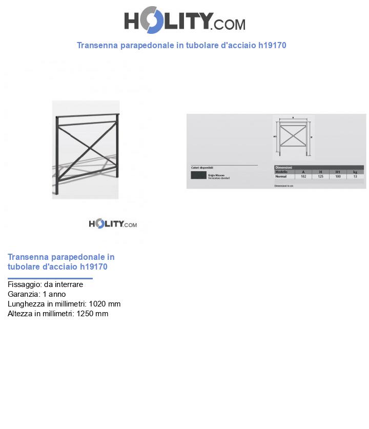Transenna parapedonale in tubolare d'acciaio h19170
