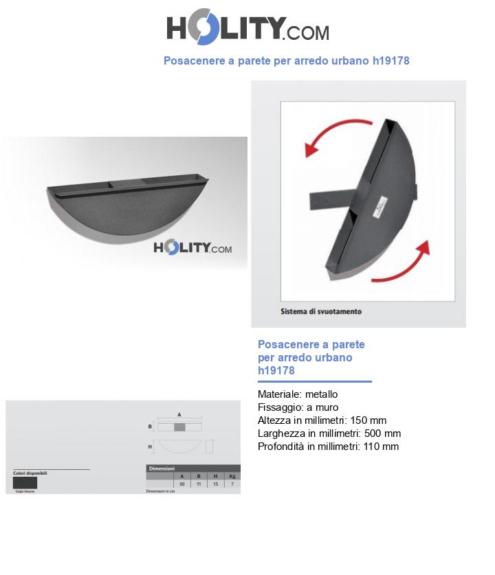 Posacenere a parete per arredo urbano h19178