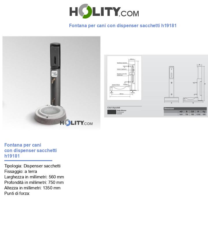 Fontana per cani con dispenser sacchetti h19181