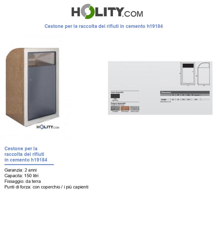 Cestone per la raccolta dei rifiuti in cemento h19184