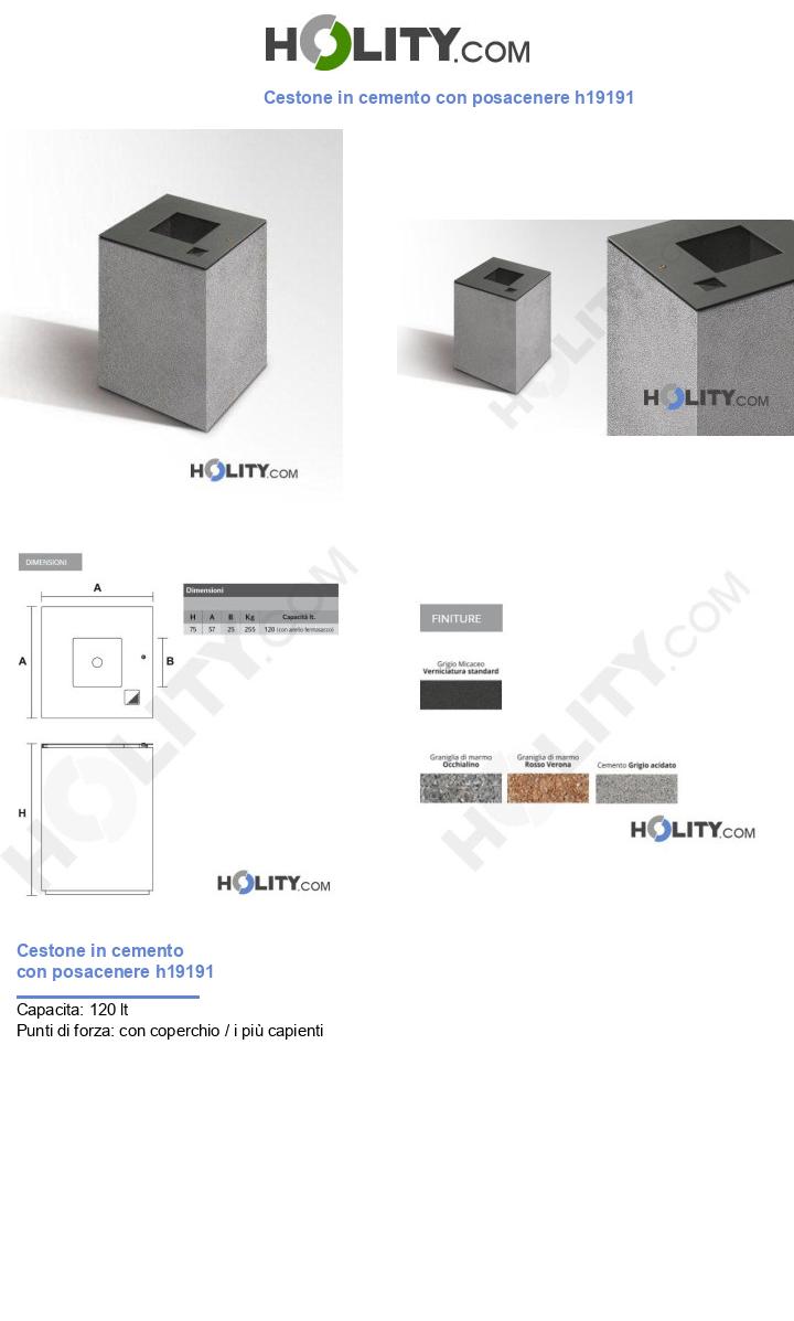 Cestone in cemento con posacenere h19191