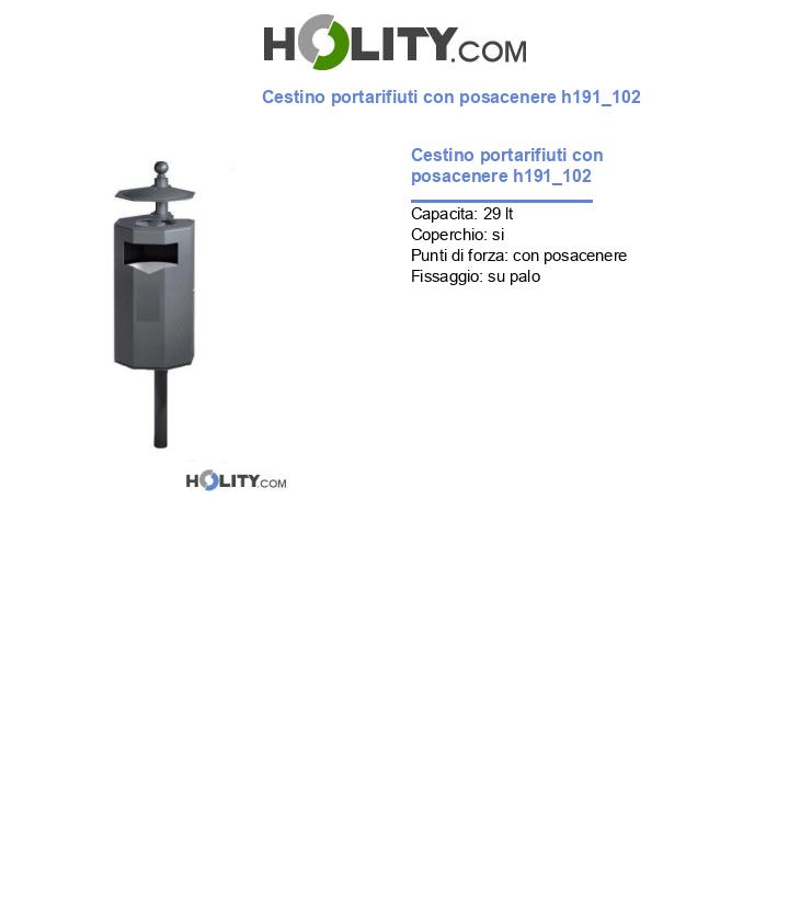 Cestino portarifiuti con posacenere h191_102