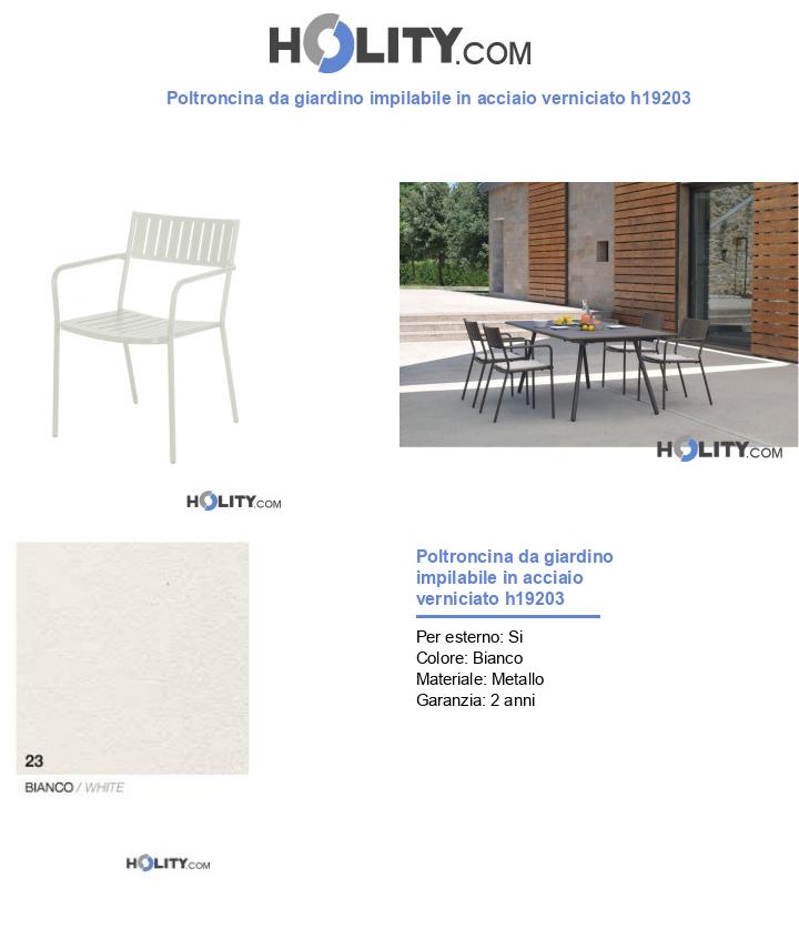 Poltroncina da giardino impilabile in acciaio verniciato h19203