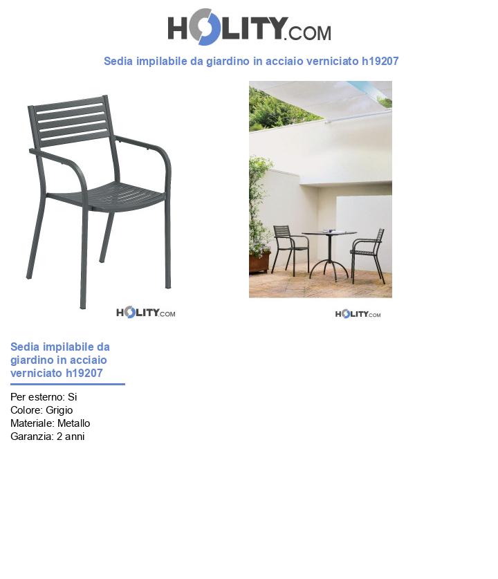 Sedia impilabile da giardino in acciaio verniciato h19207