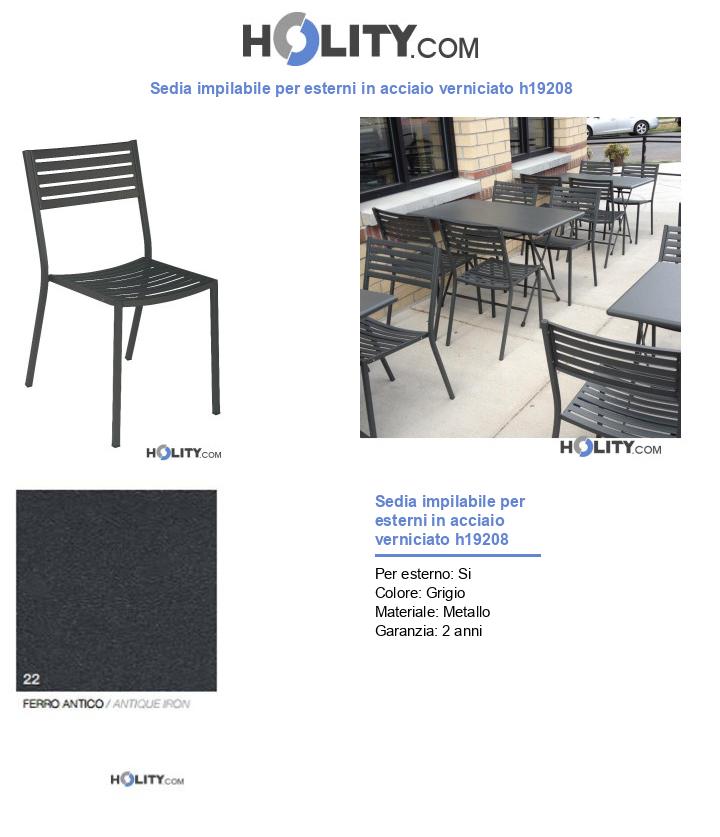 Sedia impilabile per esterni in acciaio verniciato h19208