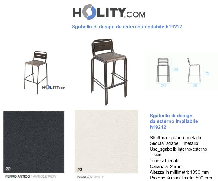 Sgabello di design da esterno impilabile h19212