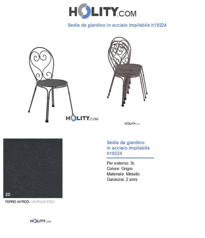 Sedia da giardino in acciaio impilabile h19224