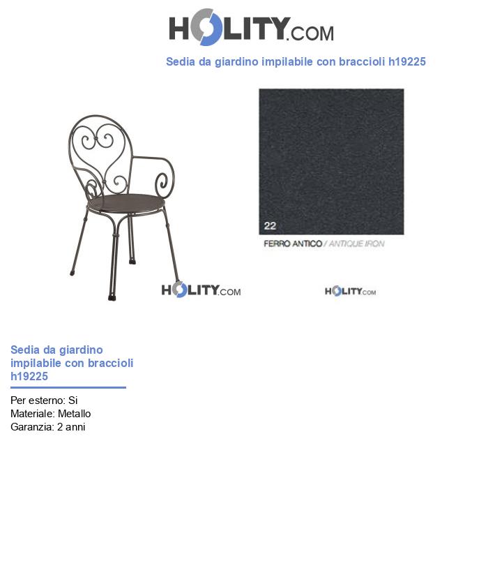 Sedia da giardino impilabile con braccioli h19225
