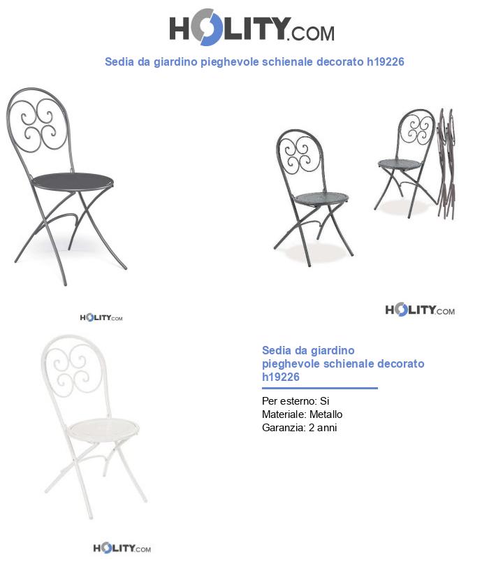 Sedia da giardino pieghevole schienale decorato h19226