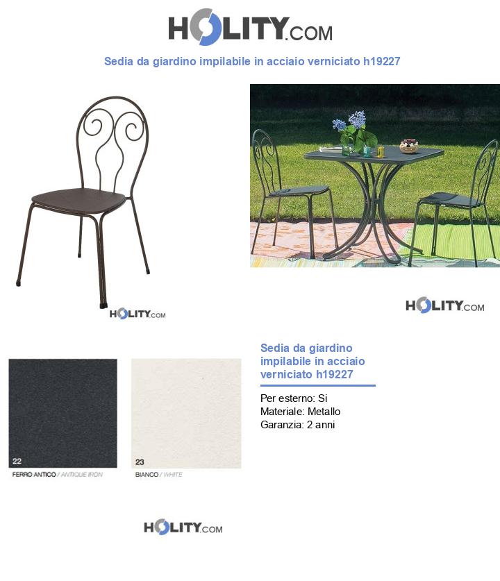 Sedia da giardino impilabile in acciaio verniciato h19227