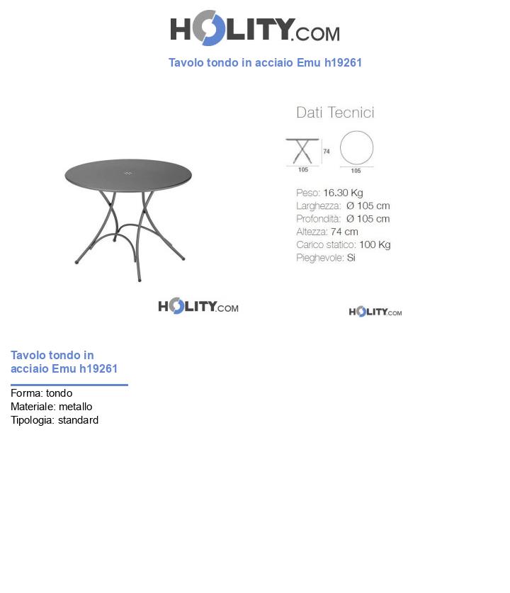 Tavolo tondo in acciaio Emu h19261
