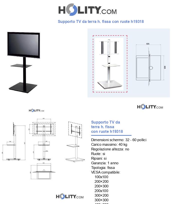 Supporto TV da terra h. fissa con ruote h19318