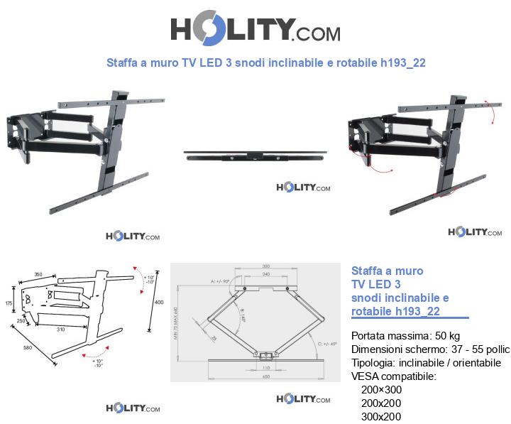 Staffa a muro TV LED 3 snodi inclinabile e rotabile h193_22
