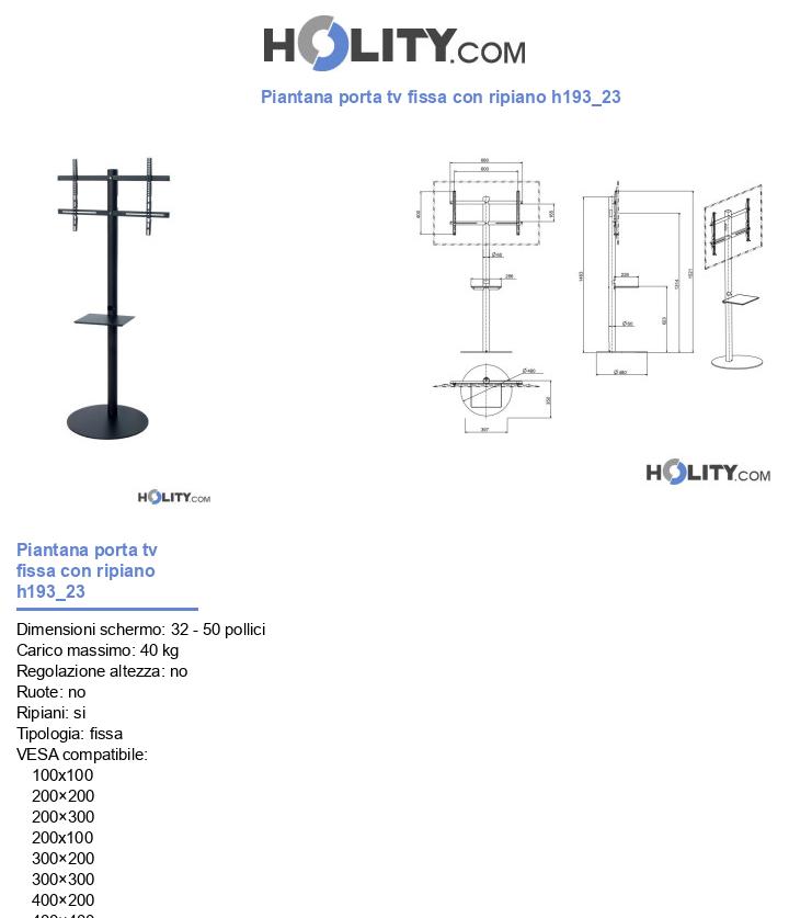 Piantana porta tv fissa con ripiano h193_23