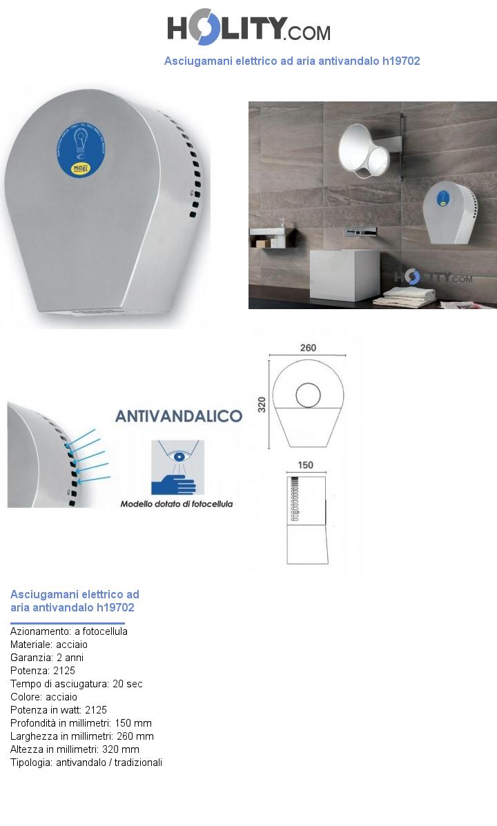 Asciugamani elettrico ad aria antivandalo h19702