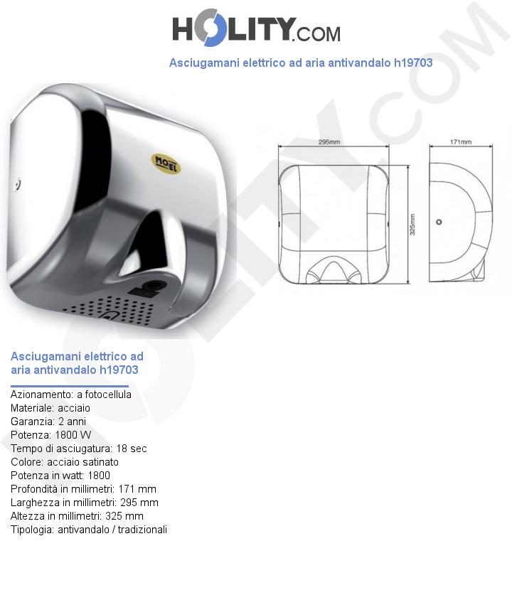 Asciugamani elettrico ad aria antivandalo h19703
