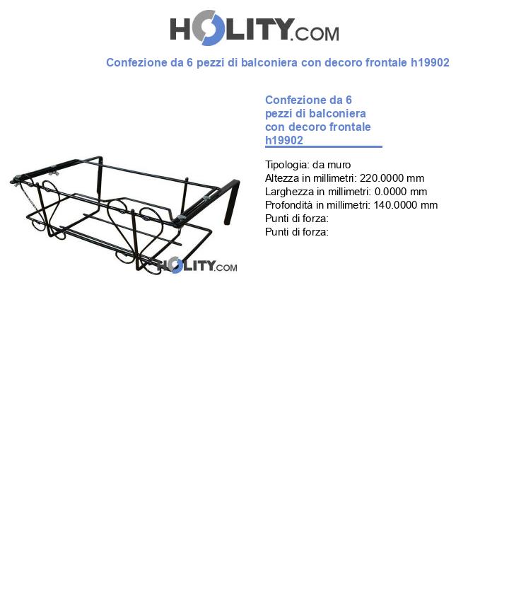 Confezione da 6 pezzi di balconiera con decoro frontale h19902