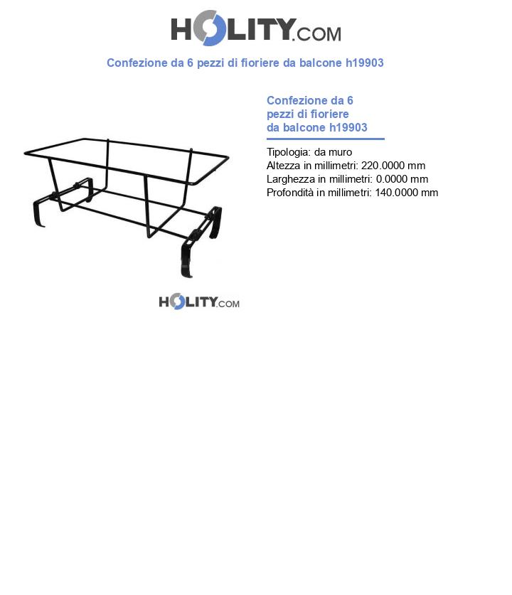 Confezione da 6 pezzi di fioriere da balcone h19903