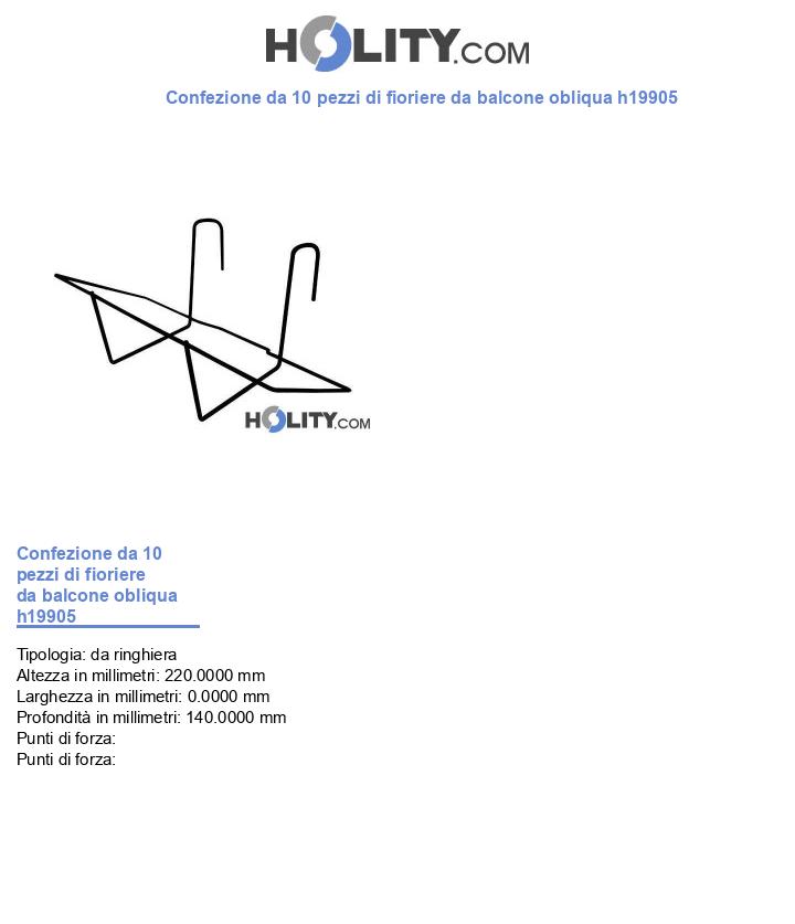 Confezione da 10 pezzi di fioriere da balcone obliqua h19905