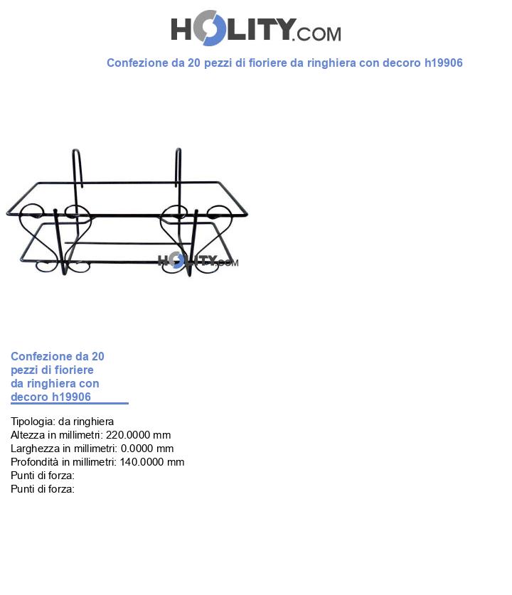 Confezione da 20 pezzi di fioriere da ringhiera con decoro h19906