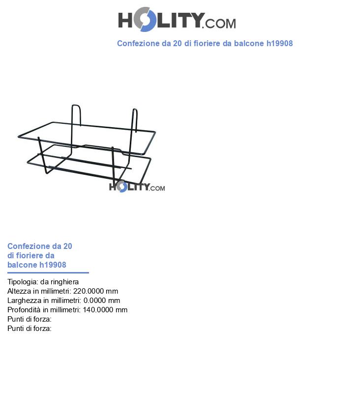 Confezione da 20 di fioriere da balcone h19908