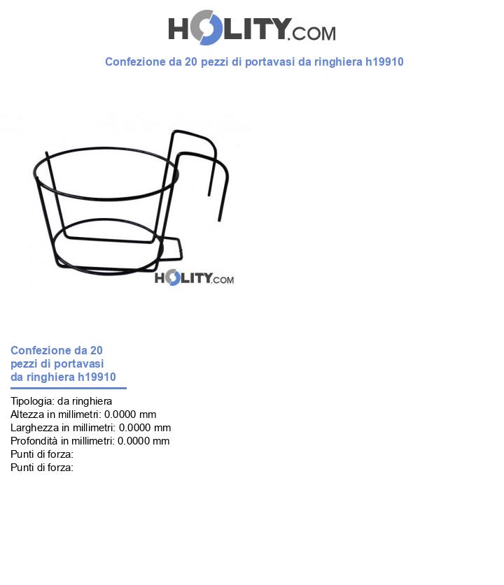 Confezione da 20 pezzi di portavasi da ringhiera h19910