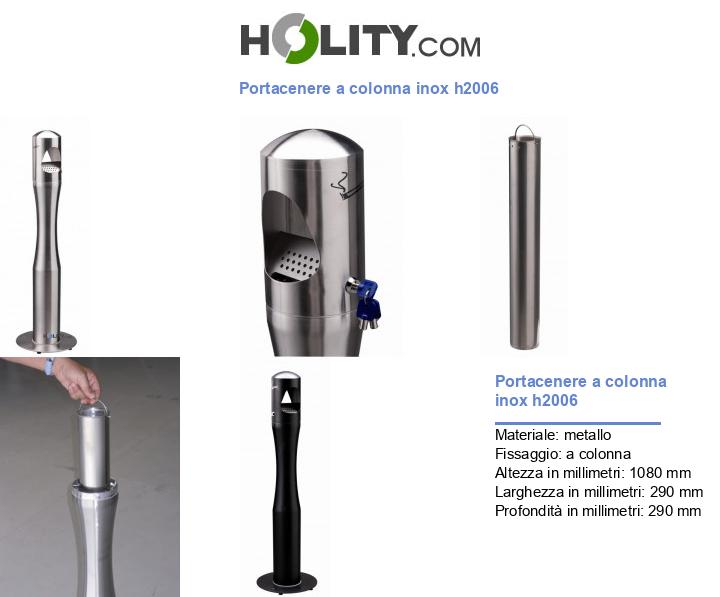 Portacenere a colonna inox h2006