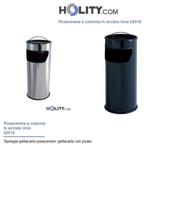 Posacenere a colonna in acciaio inox h2018