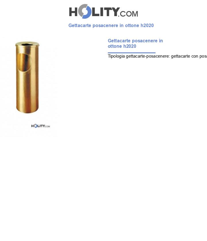 Gettacarte posacenere in ottone h2020