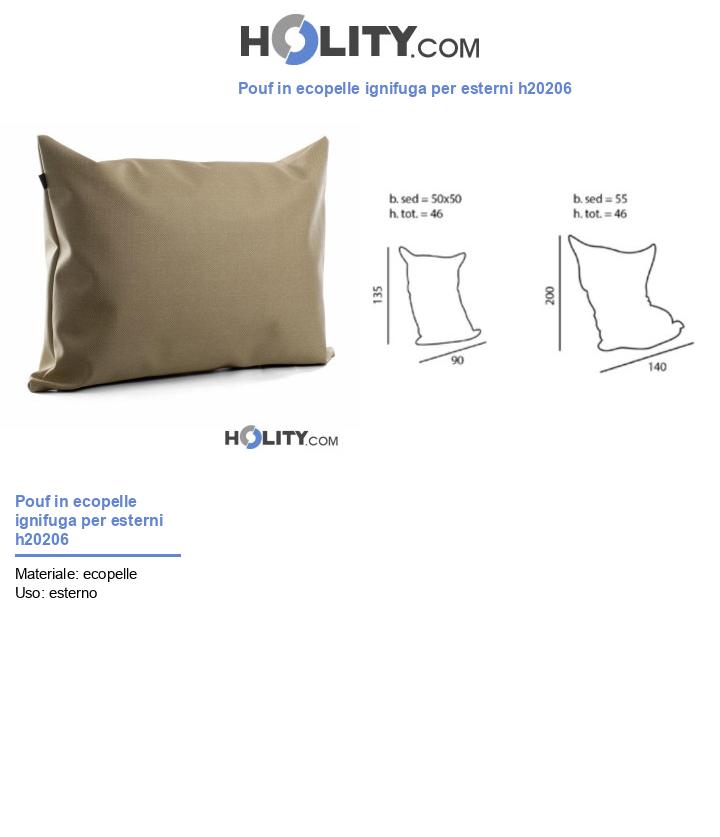 Pouf in ecopelle ignifuga per esterni h20206
