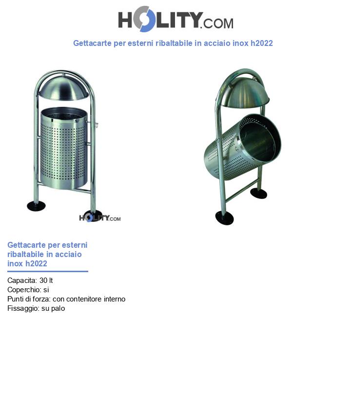 Gettacarte per esterni ribaltabile in acciaio inox h2022