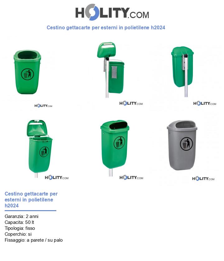 Cestino gettacarte per esterni in polietilene h2024
