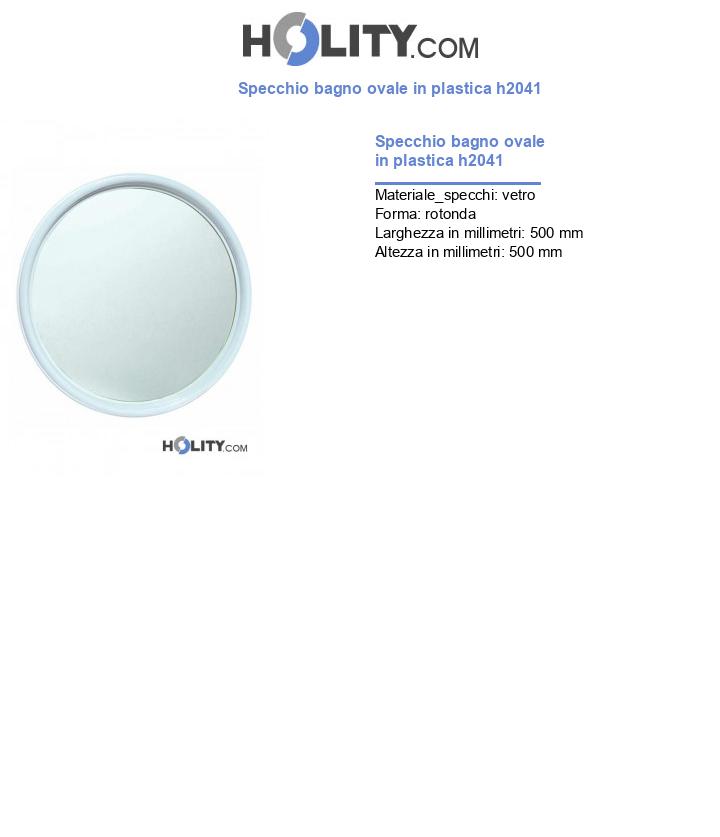 Specchio bagno ovale in plastica h2041