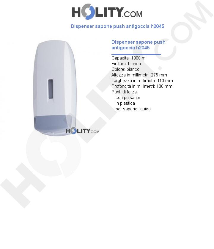 Dispenser sapone push antigoccia h2045