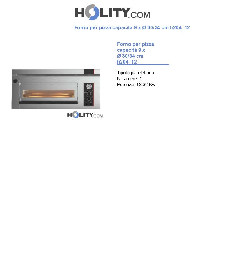 Forno per pizza capacità 9 x Ø 30/34 cm h204_12
