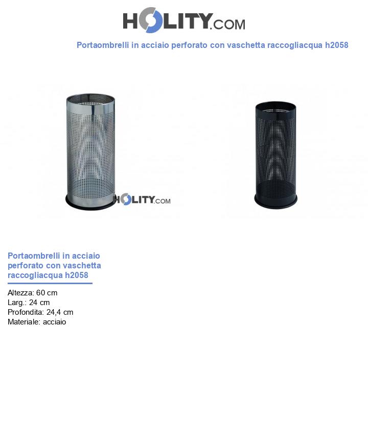 Portaombrelli in acciaio perforato con vaschetta raccogliacqua h2058