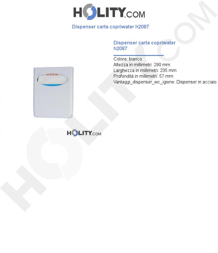 Dispenser carta copriwater h2087