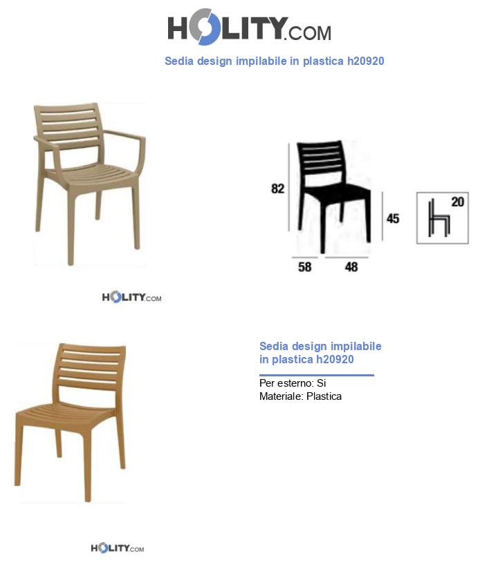 Sedia design impilabile in plastica h20920