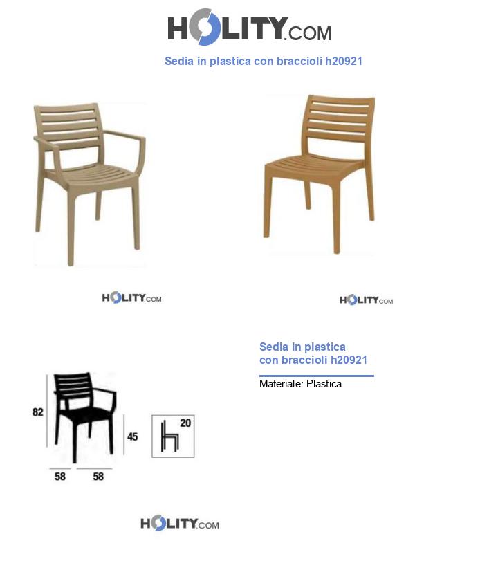 Sedia in plastica con braccioli h20921