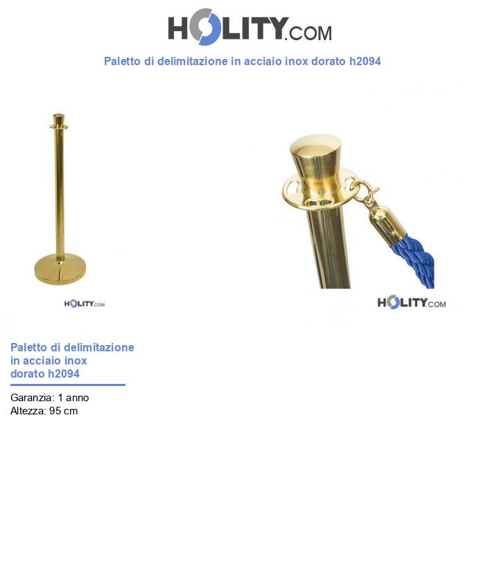 Paletto di delimitazione in acciaio inox dorato h2094