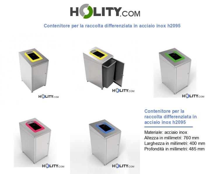 Contenitore per la raccolta differenziata in acciaio inox h2095