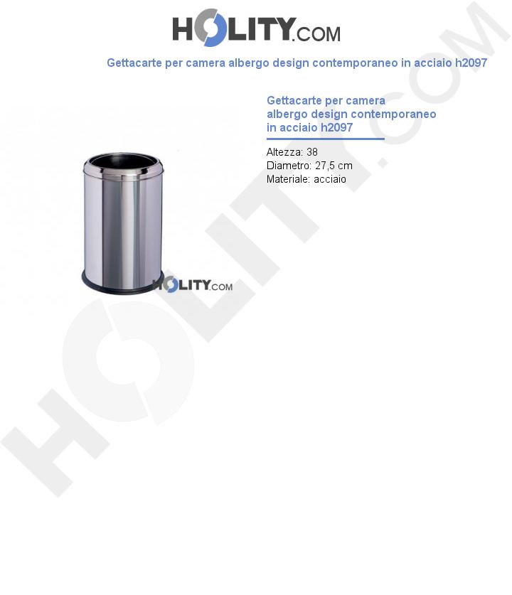 Gettacarte per camera albergo design contemporaneo in acciaio h2097