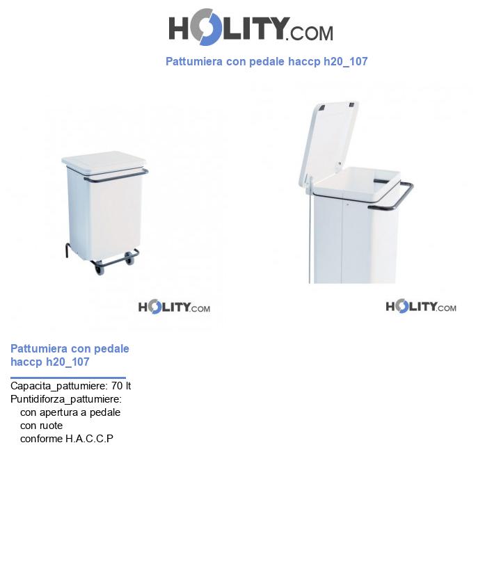 Pattumiera con pedale haccp h20_107