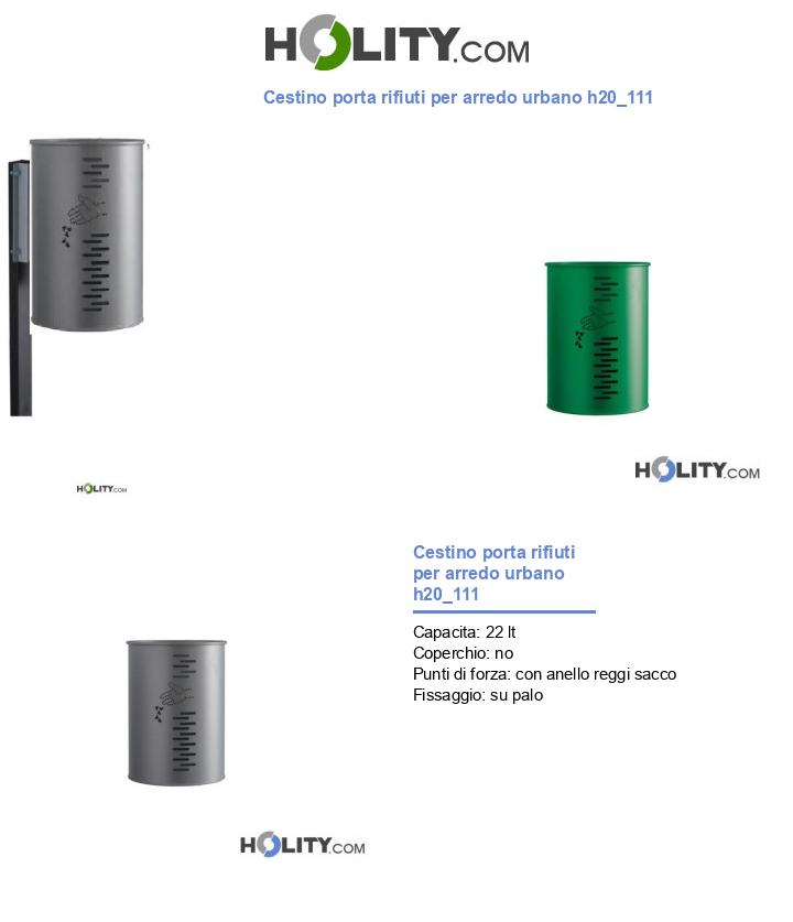 Cestino porta rifiuti per arredo urbano h20_111