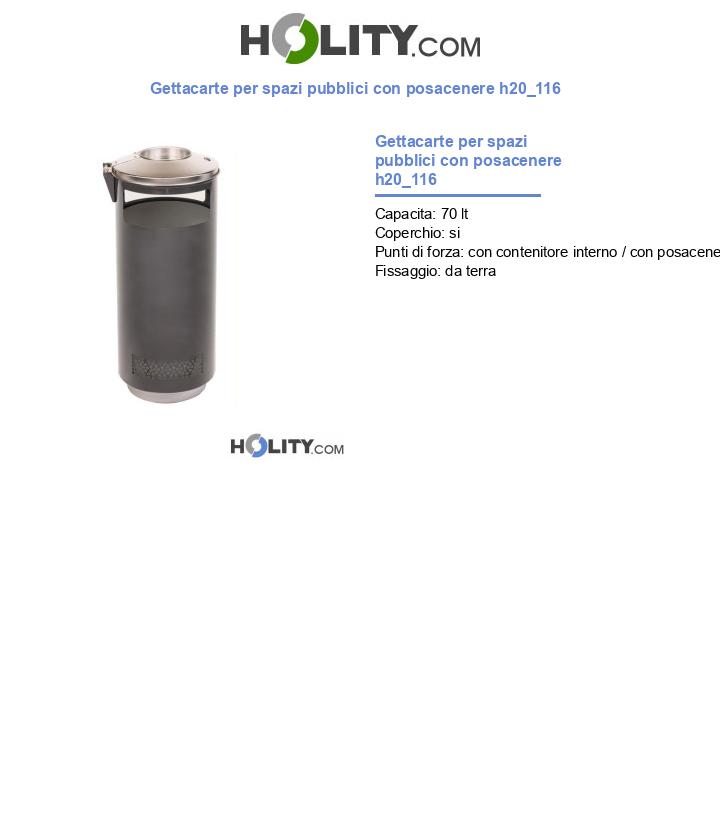Gettacarte per spazi pubblici con posacenere h20_116