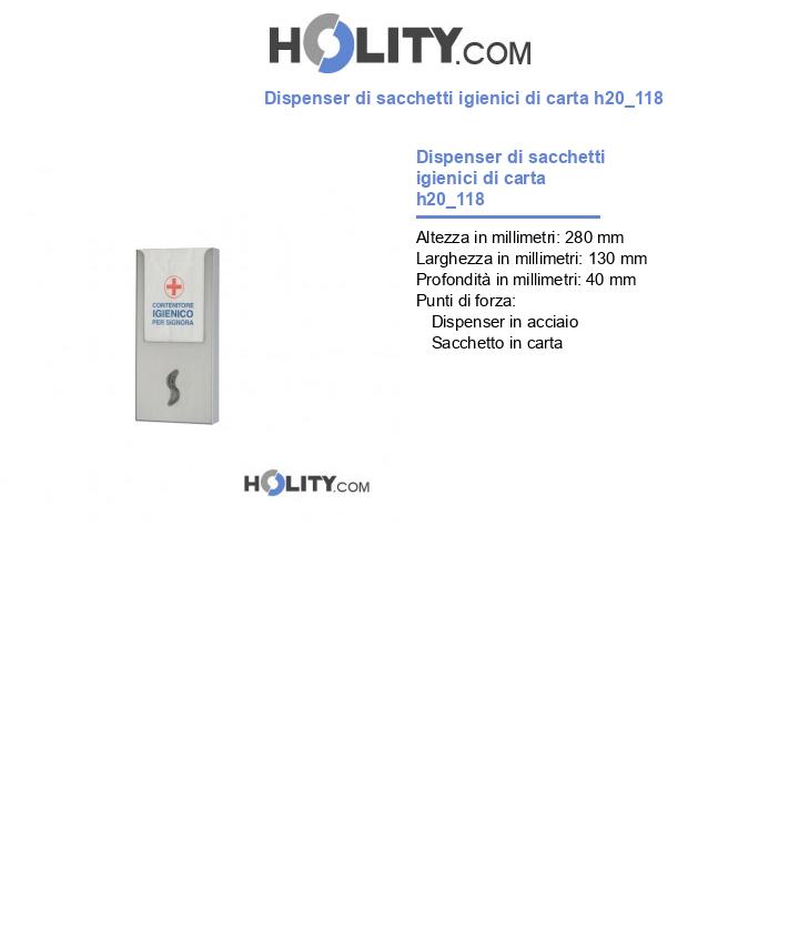 Dispenser di sacchetti igienici di carta h20_118