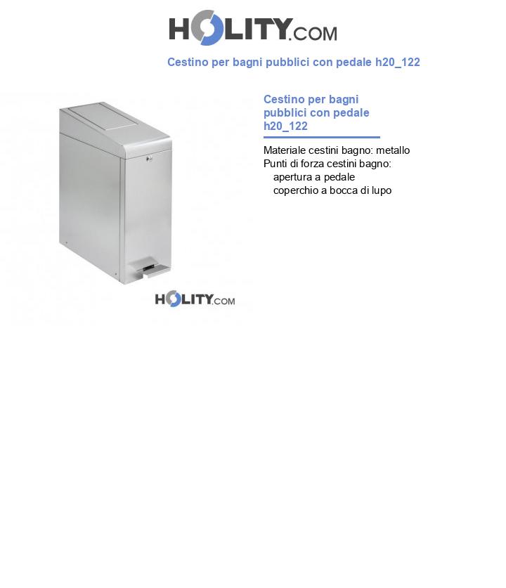 Cestino per bagni pubblici con pedale h20_122