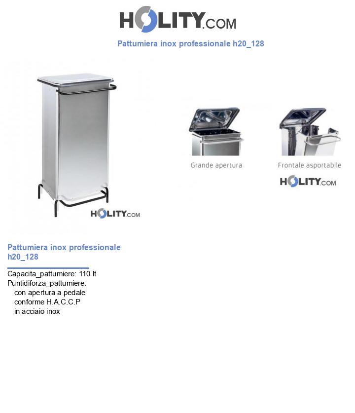 Pattumiera inox professionale h20_128