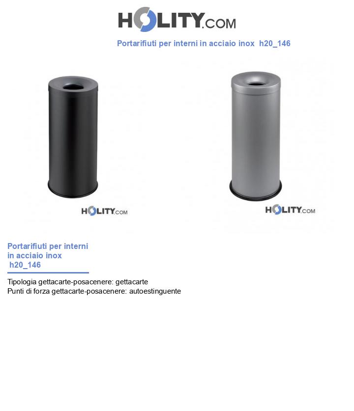 Portarifiuti per interni in acciaio inox  h20_146